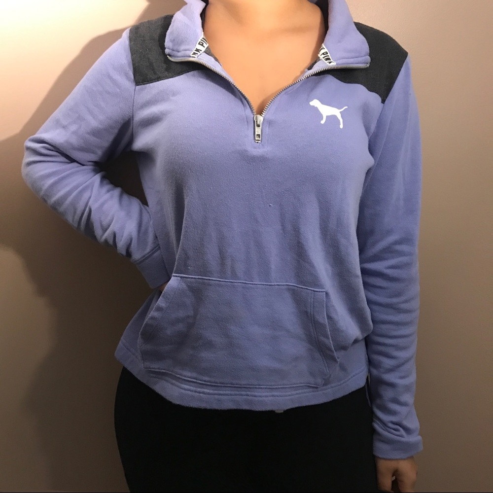 PINK hoodie sweatshirt quarter zip (purple)